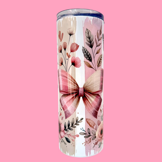 🎀 Pink Bows & Coffee Dreams 20oz Tumbler ☕🦋🌸