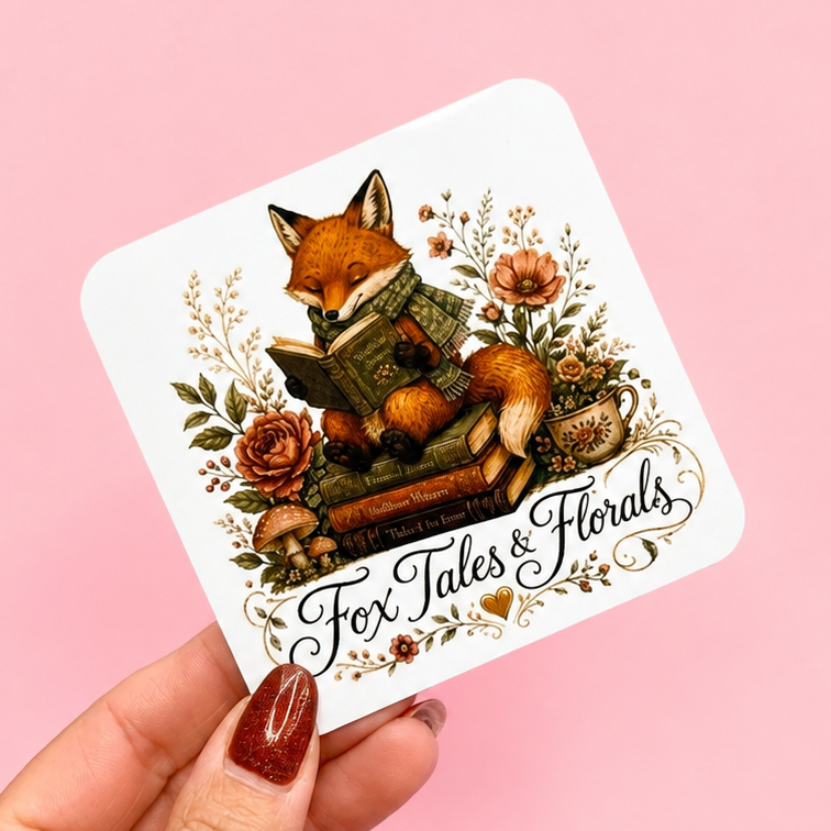🦊 Fox Tales & Florals Coaster 📚🌸