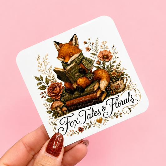 🦊 Fox Tales & Florals Coaster 📚🌸