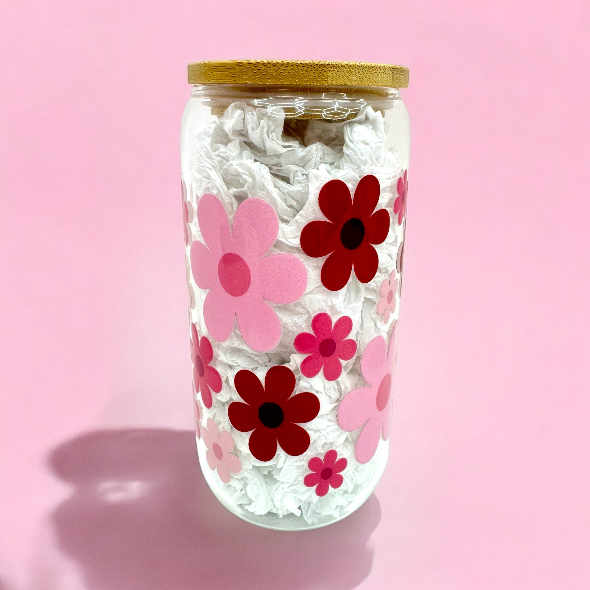 🌸 Pink Daisy Dreams 16oz Glass Cup