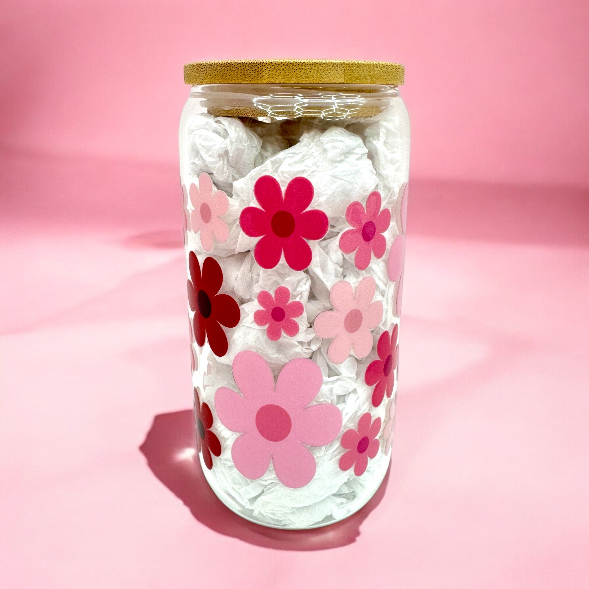 🌸 Pink Daisy Dreams 16oz Glass Cup