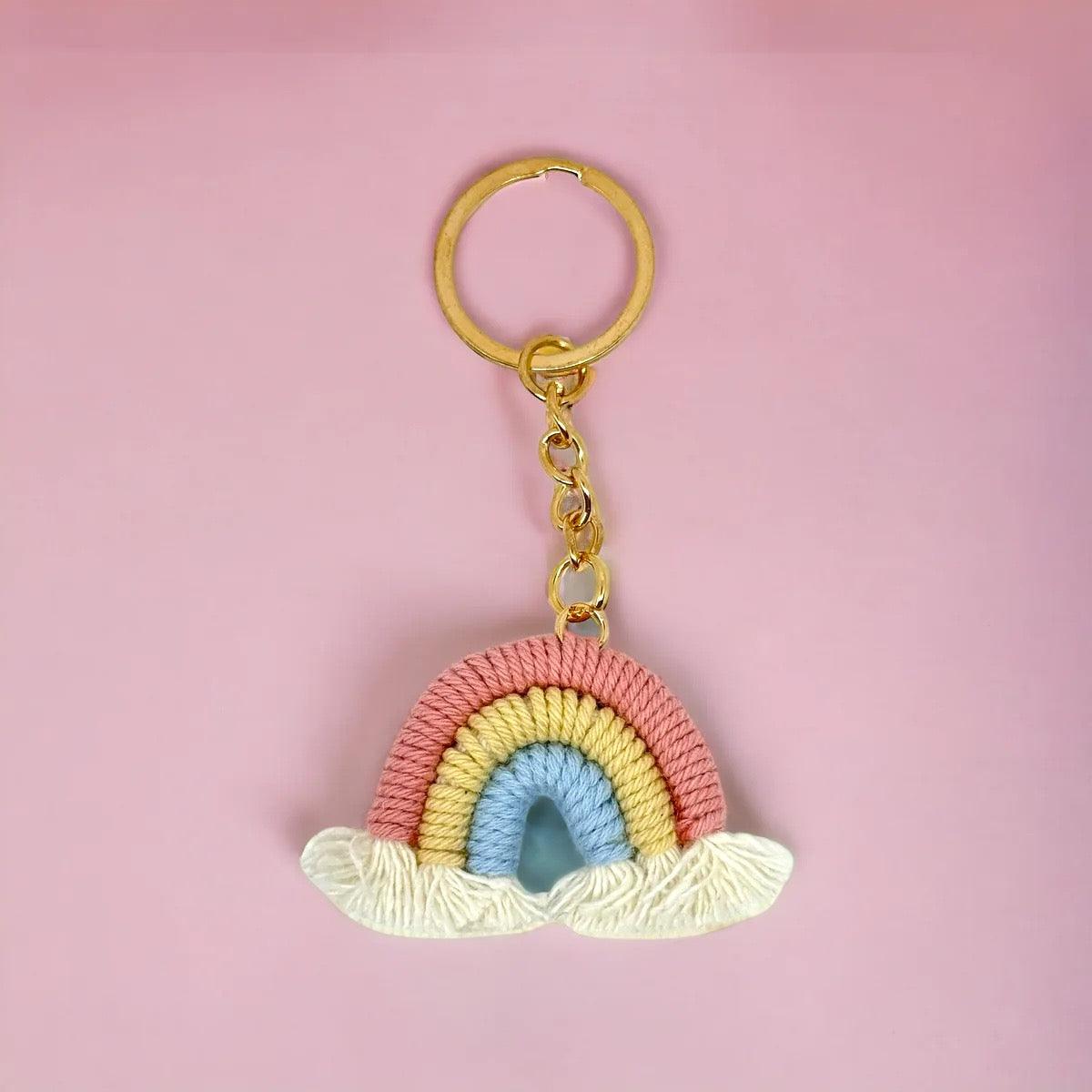 MACRAME RAINBOW GLITTER KEYRINGS