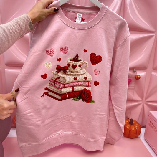 Valentine’s Book Lover Pink Sweatshirt 💕📚