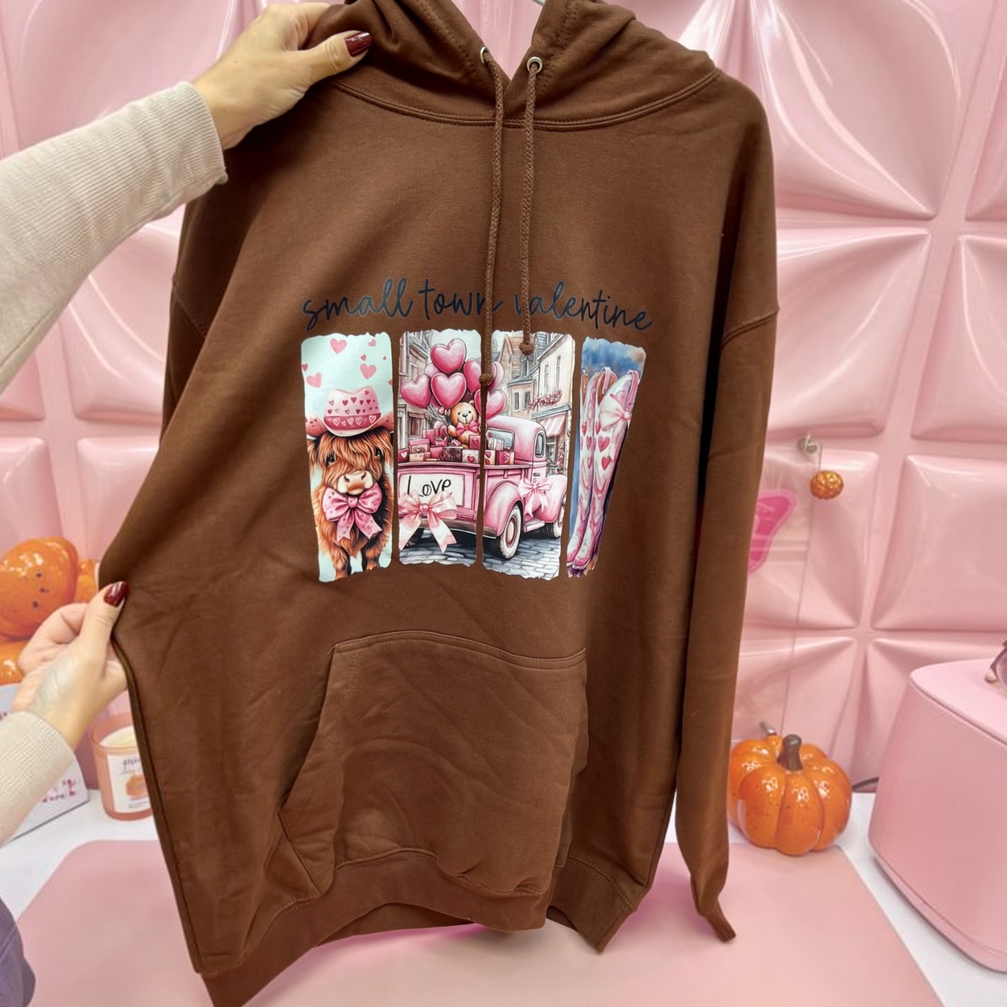 Small Town Valentine Brown Hoodie 🤎💕