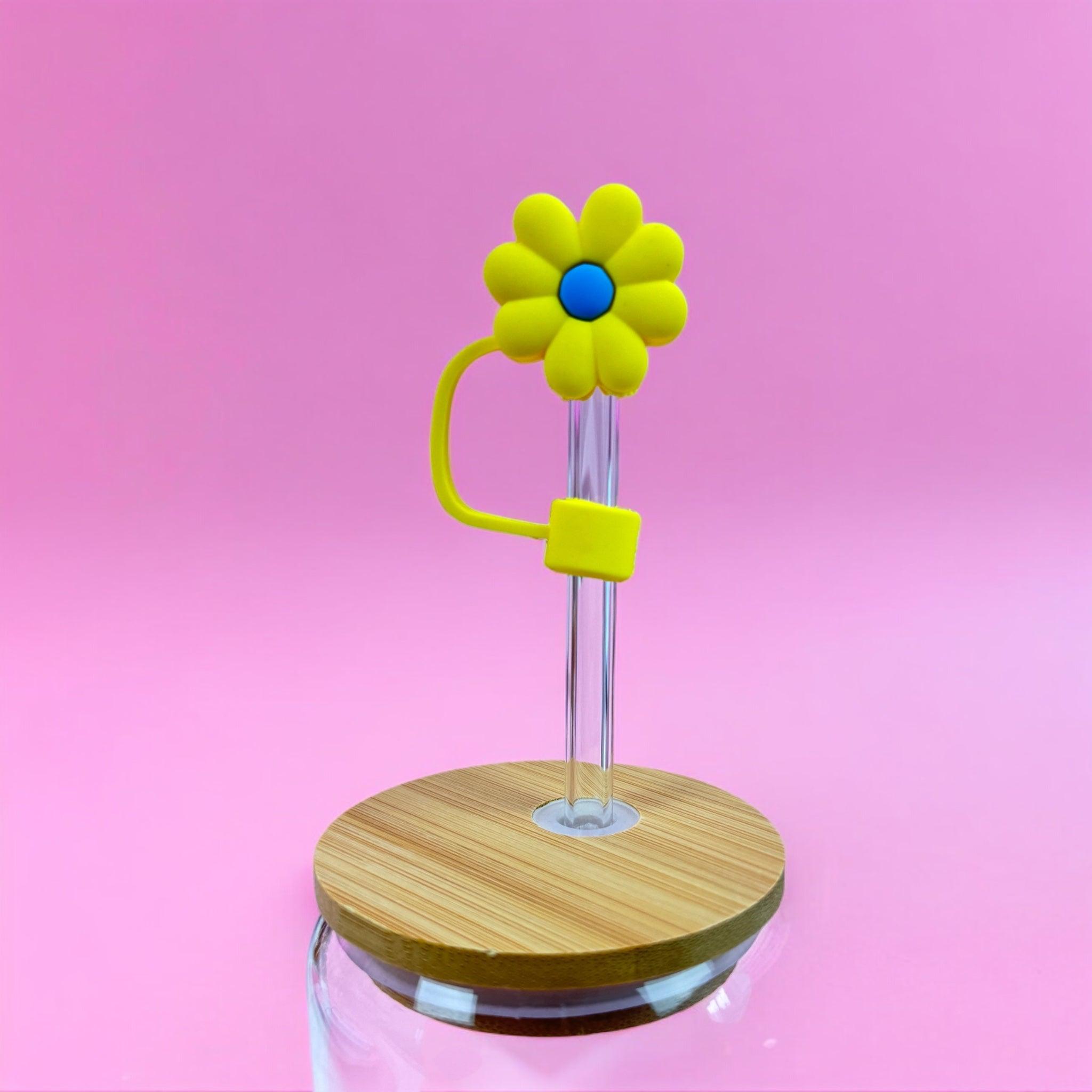 Yellow Blue Daisy Straw Topper