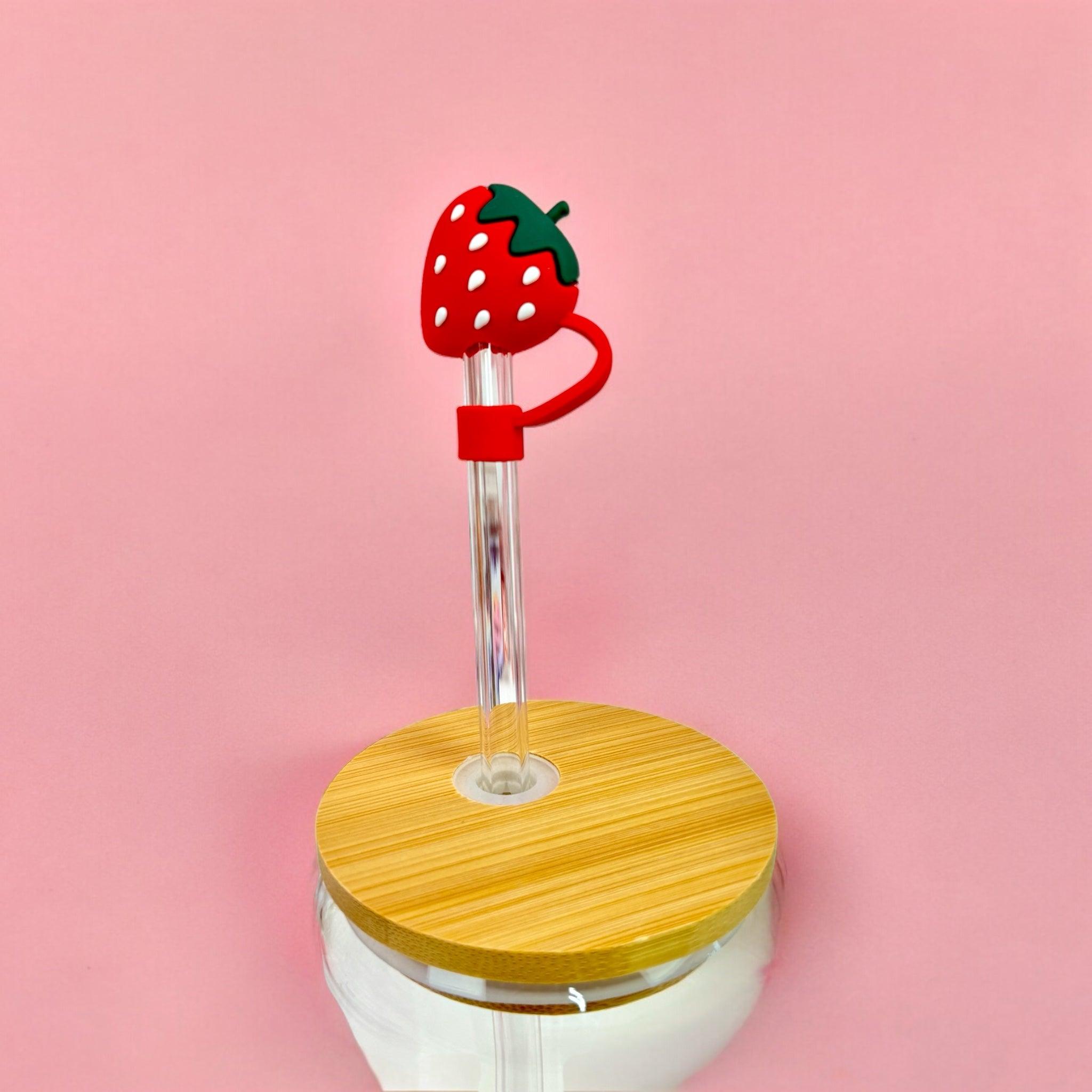 Red Strawberry Straw Topper