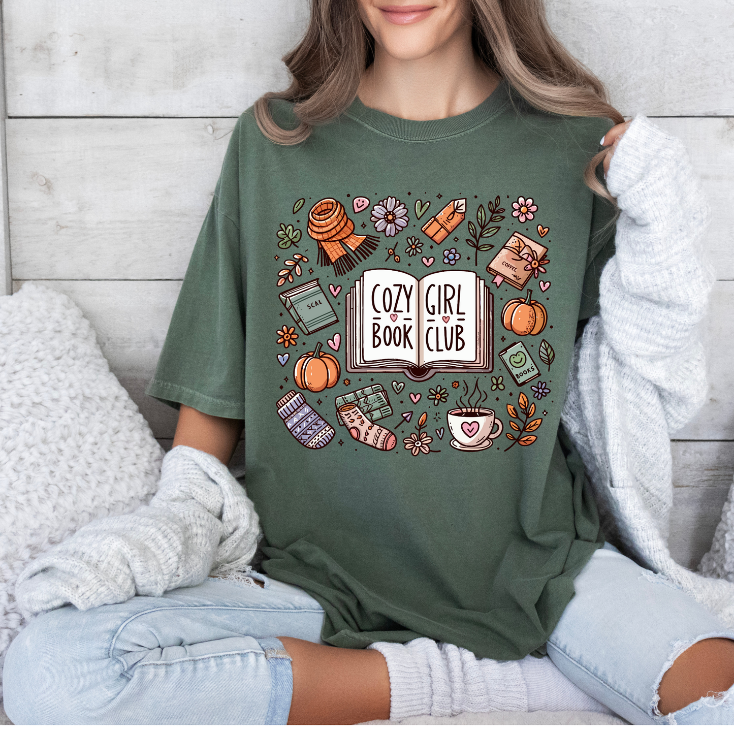 Cozy Book Girl Club Tee 📚✨ T-shirt 100% Organic Cotton