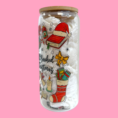 All Booked for Christmas 20oz Glass Cup 📚🎄☕️