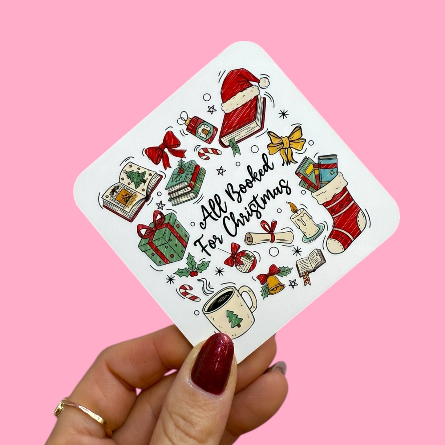 All Booked for Christmas Coaster 📚🎄☕️