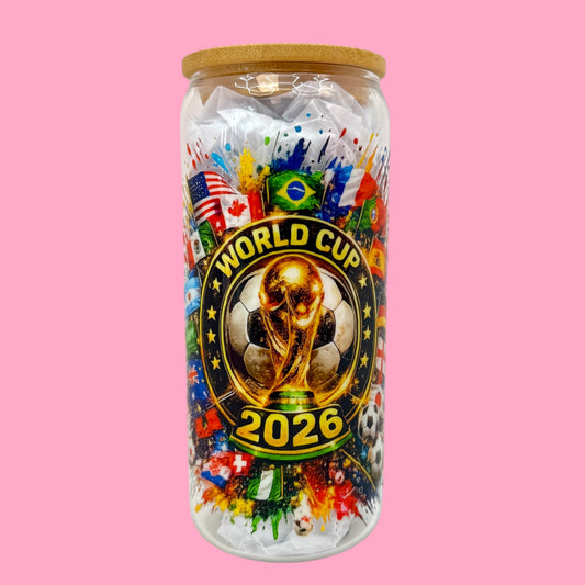 🏆 World Football Celebration 20oz Glass Cup ⚽✨