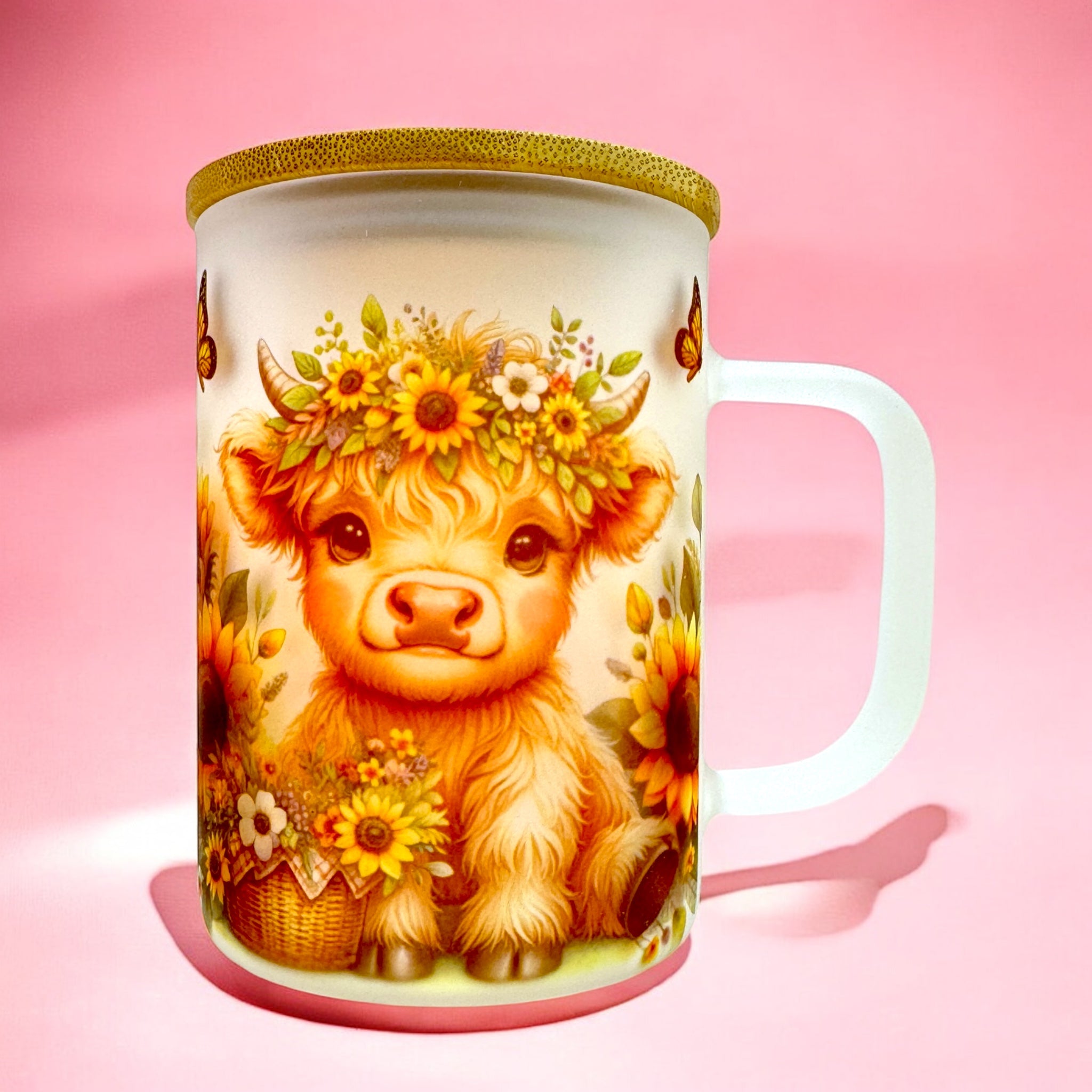 Sunflower Highland Cow 16oz Frosted Mug 🌻🐮✨