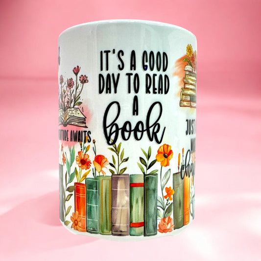 Book Lover’s Floral 15oz Mug 📚🌸 | Just One More Chapter 📖✨