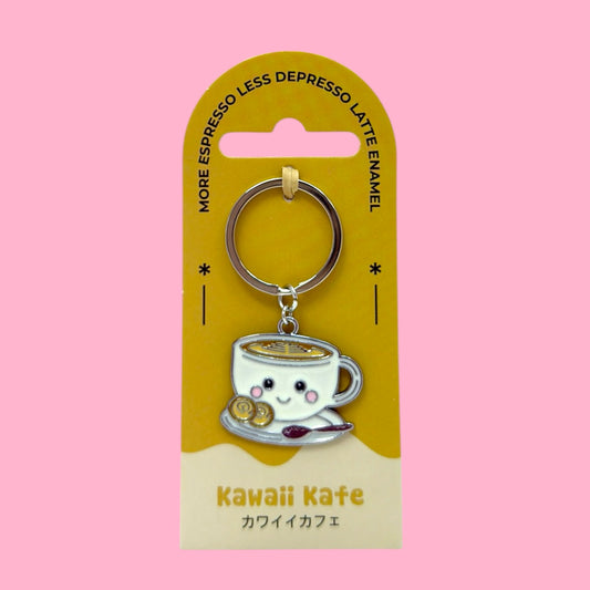 ☕️Kawaii Latte Enamel Keyring – Cute Coffee Cup Keychain ✨