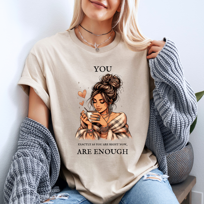 ✨☕ Cozy Self-Love Tee 💕🌸
“You Are Enough”  🌿💖