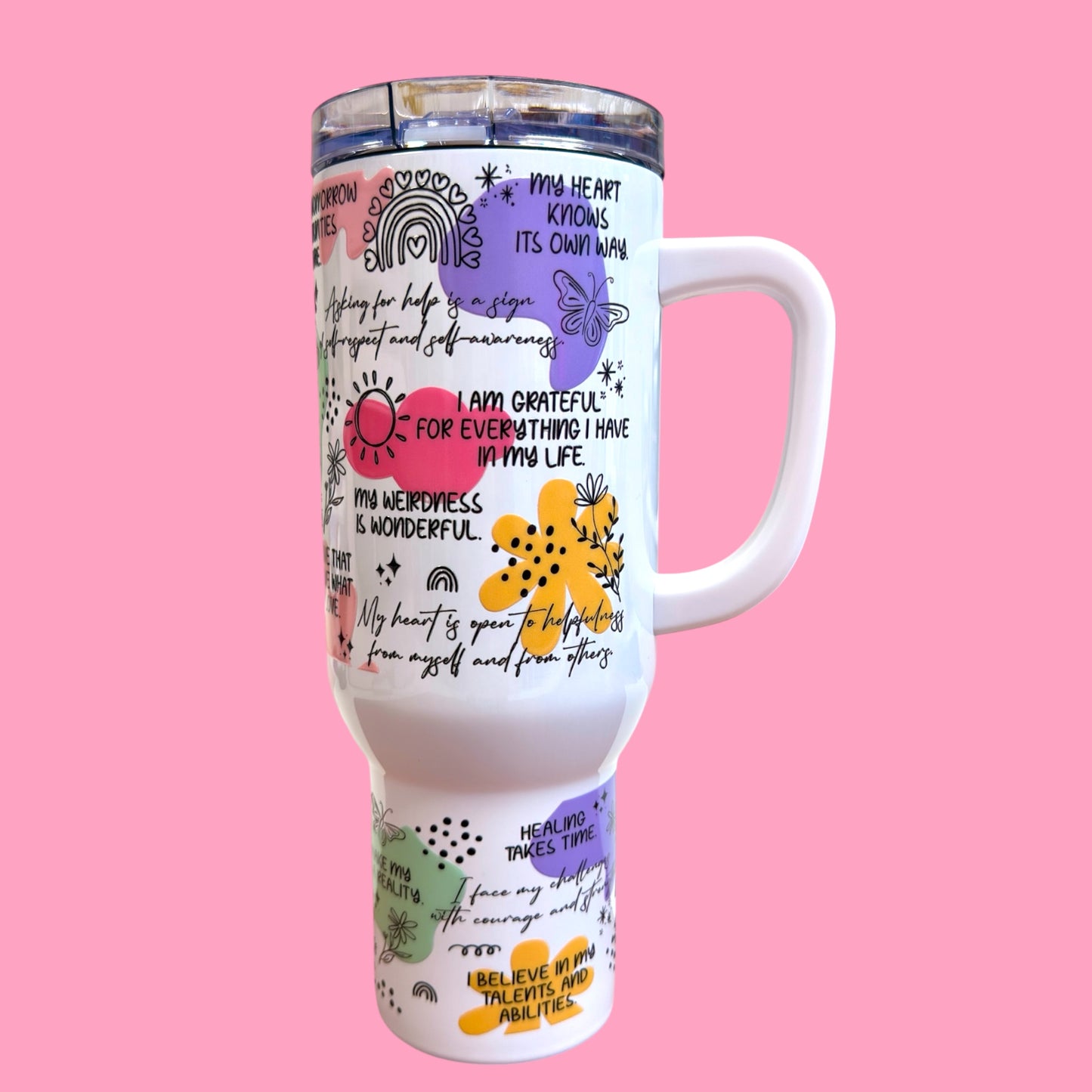 💖 Self Love Affirmation 40oz Tumbler – Motivational Travel Cup