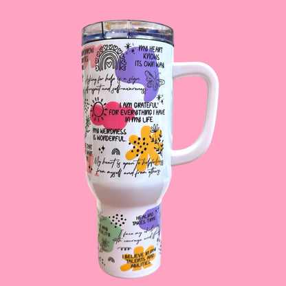 💖 Self Love Affirmation 40oz Tumbler – Motivational Travel Cup