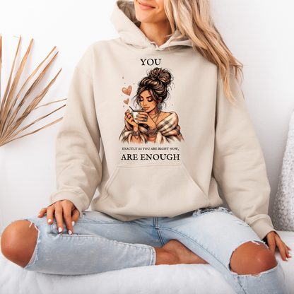 💖☕ Cozy Self-Love Hoodie 🌸✨
“You Are Enough” Pink Comfort Hoodie 🌿💕