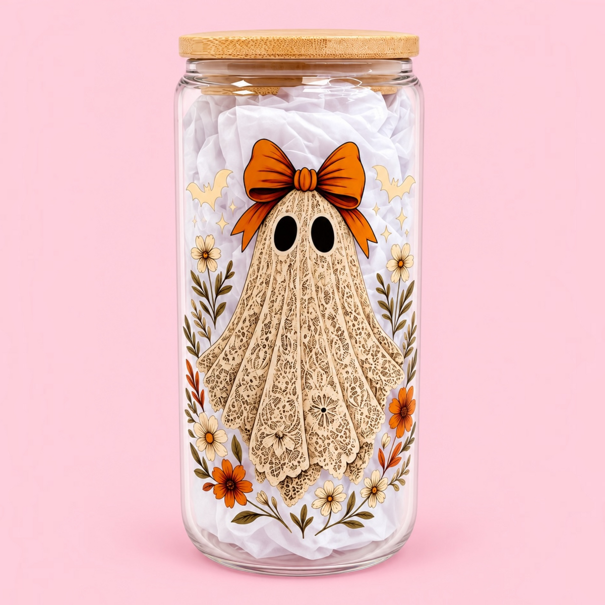 👻 Autumn Ghost 16oz Glass Cup 🍂