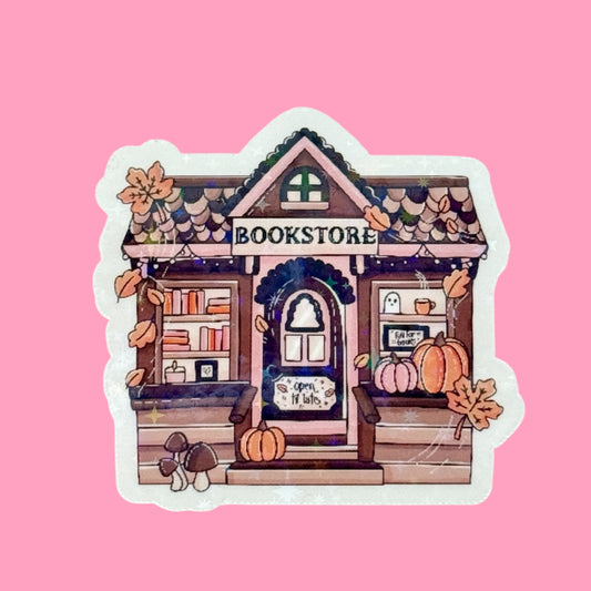 📚 Autumn Bookstore Holographic Sticker 🍂🎃✨