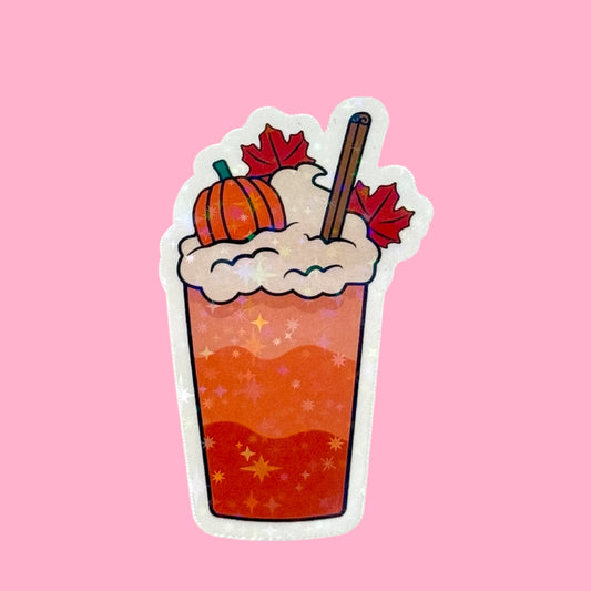 🎃 Pumpkin Spice Latte Holographic Sticker ☕🍂✨