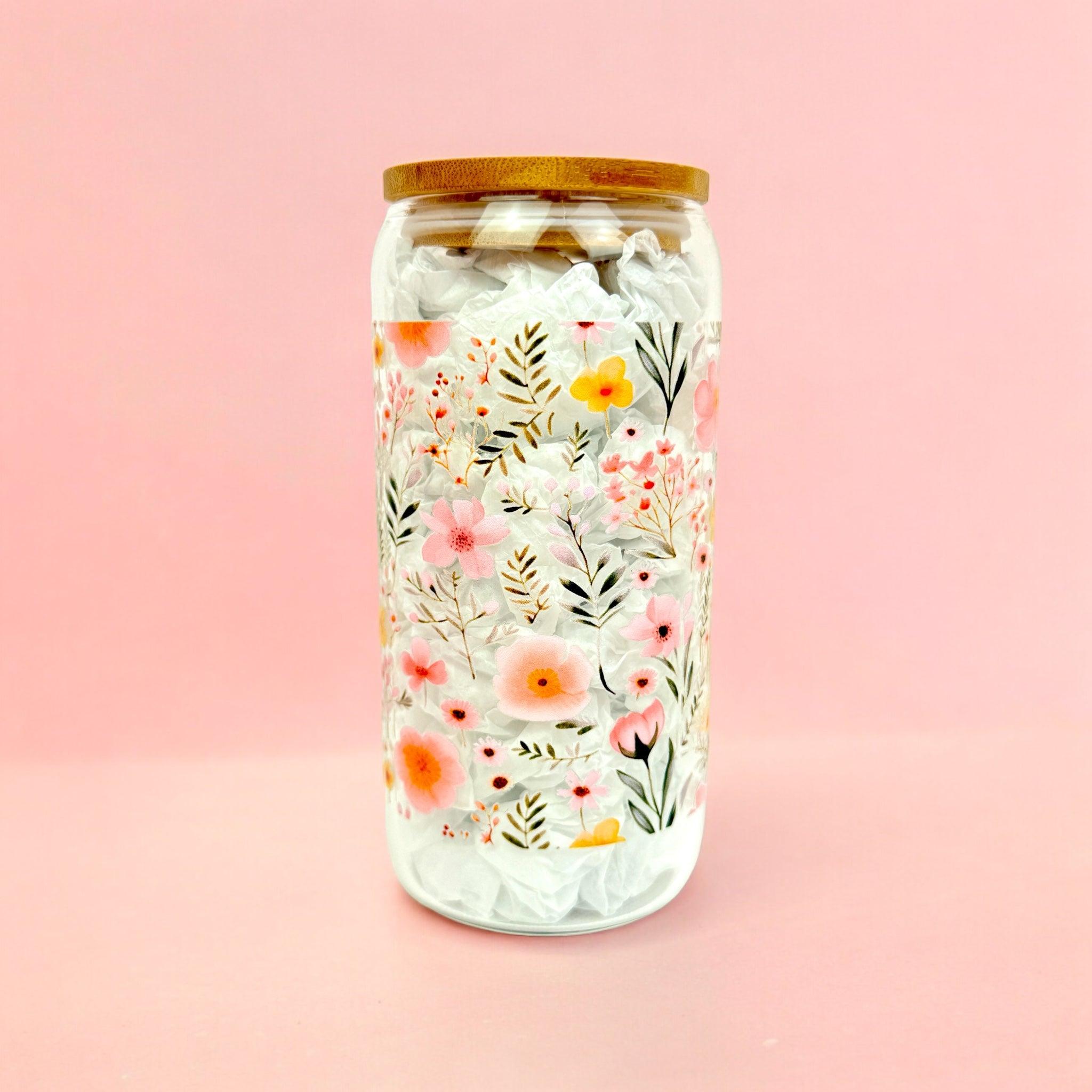 Dainty Wildflowers 16oz (455ml) Iced Coffee Glass Cup