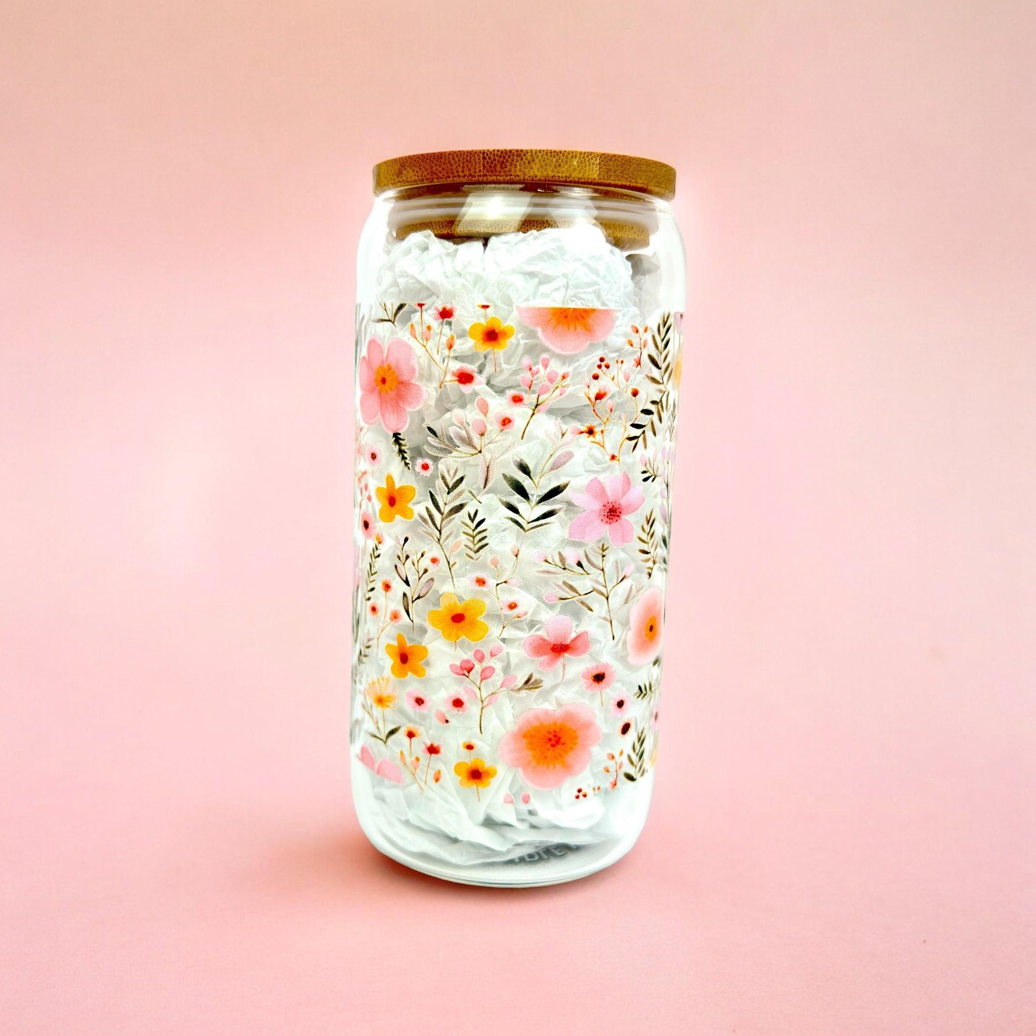 Dainty Wildflowers 16oz (455ml) Iced Coffee Glass Cup