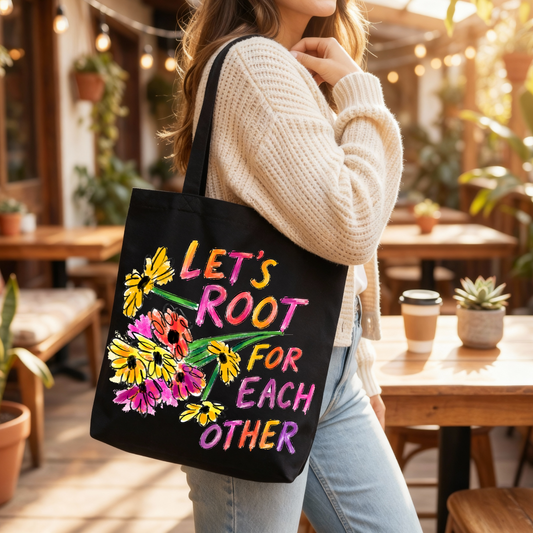 🌼🌸 Let's Root for Each Other Tote Bag 🌿💖