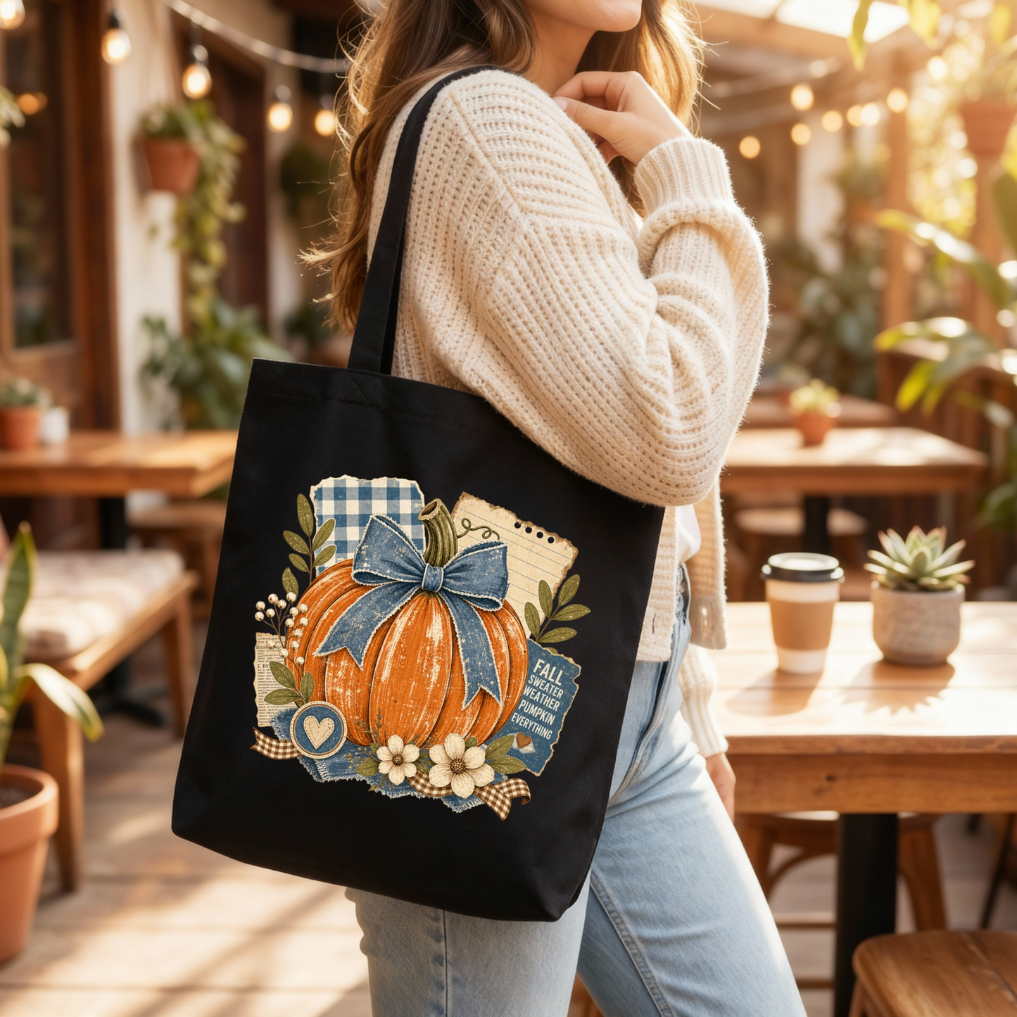 Fall Sweater Weather Pumpkin Tote Bag 🎃🍂