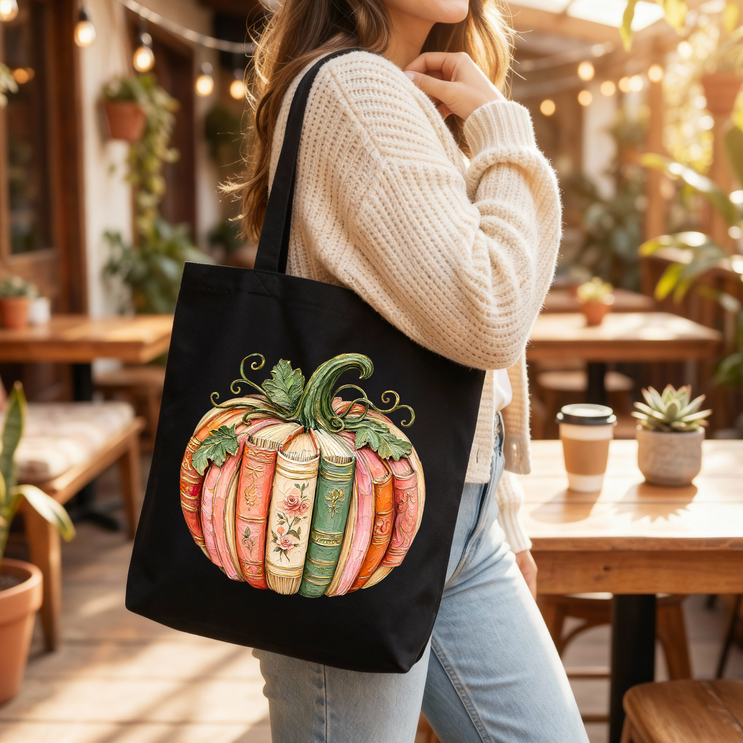 Autumn Book Pumpkin Tote Bag 🎃📚🍂